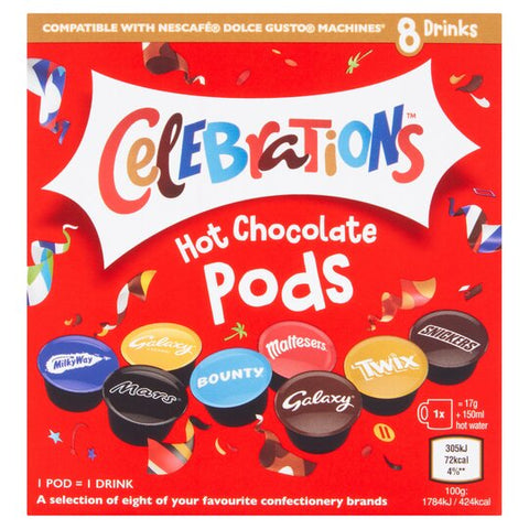 - تشكيلة كبسولات مشروبات الشوكولاته Celebrations Hot Chocolate Drink Pods 8 Pack 128G